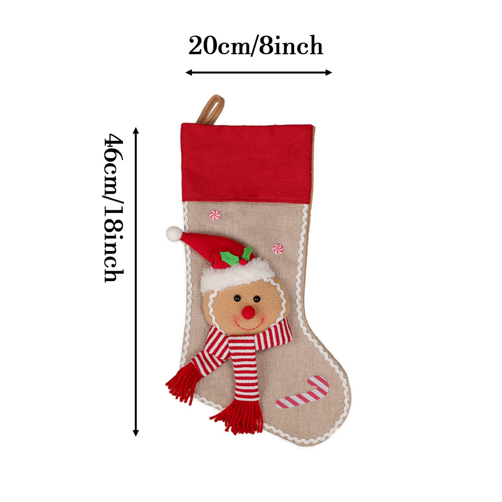 Personalisierte Weihnachtsstrümpfe mit Lebkuchenmann-Motiv individuell bestickt und mit Namen versehen Geschenke für die Familie