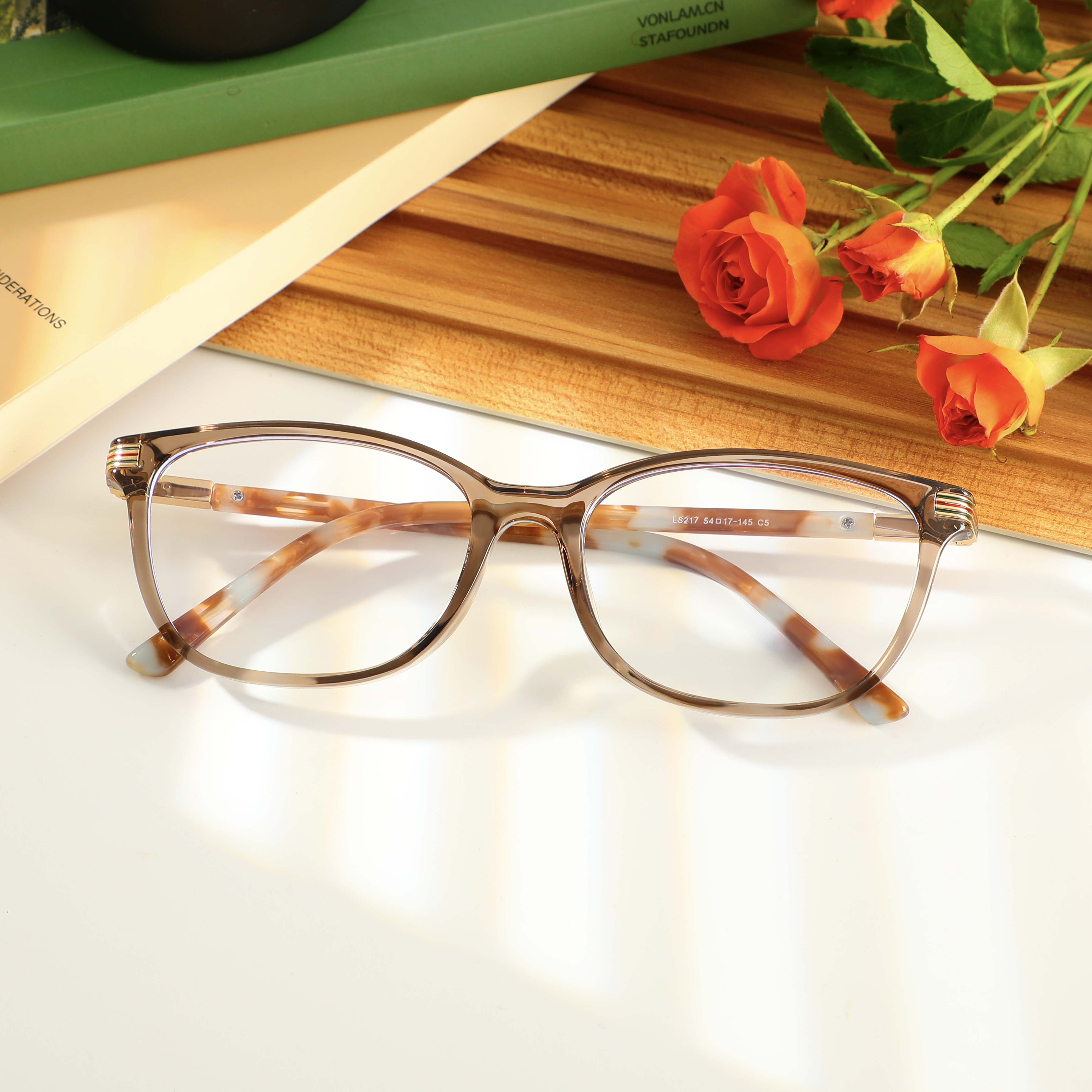 Dickens Rechteckige Braune Brille