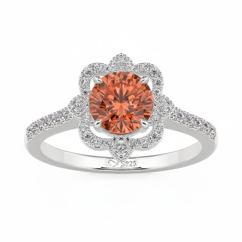 Jeulia Hollow Halo Custom Round Cut Engagement Ring with Birthstone