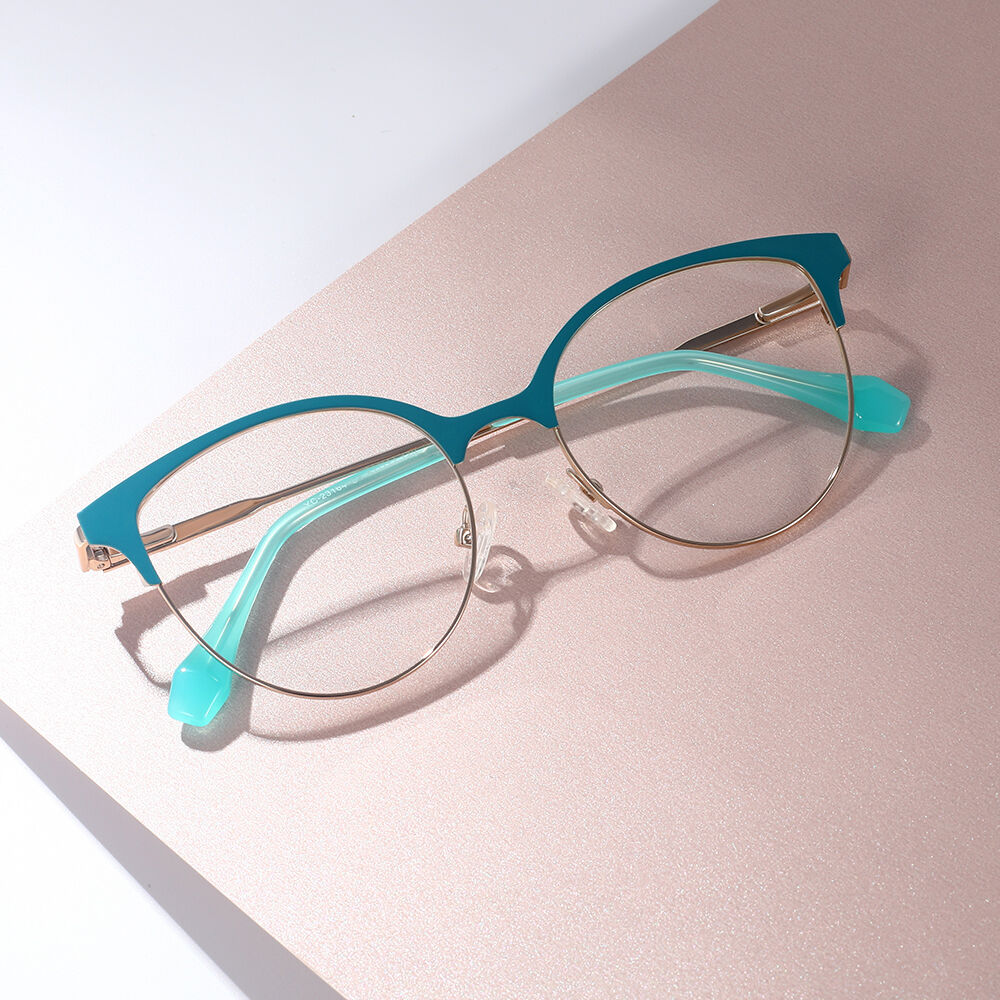 Sandra Browline Cat Eye Blue Glasses