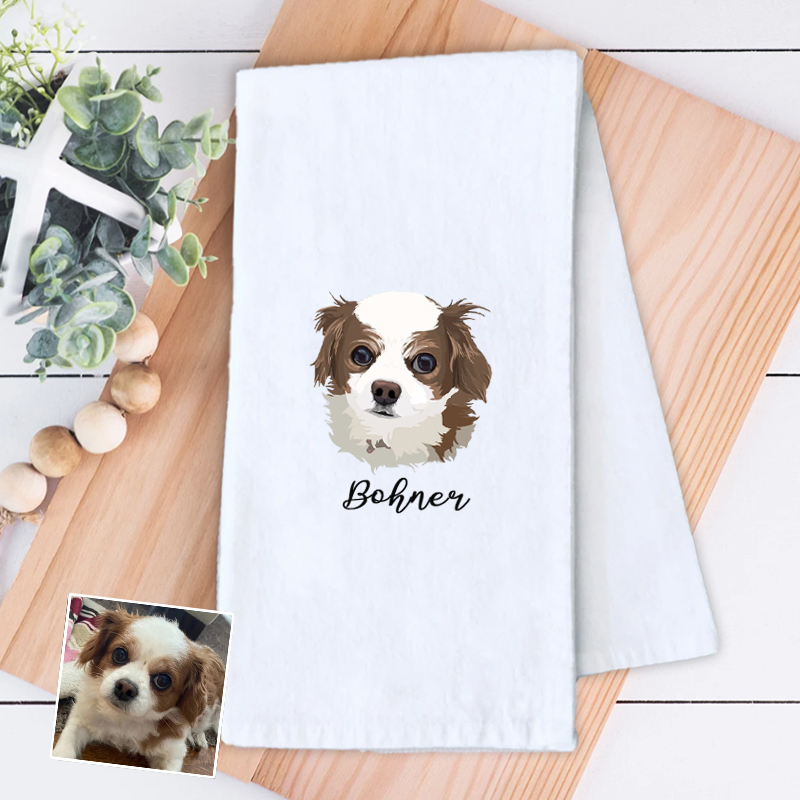 猫 犬 ペット ロゴ 名入れ 写真入れ タオル 手ふきん カスタマイズ