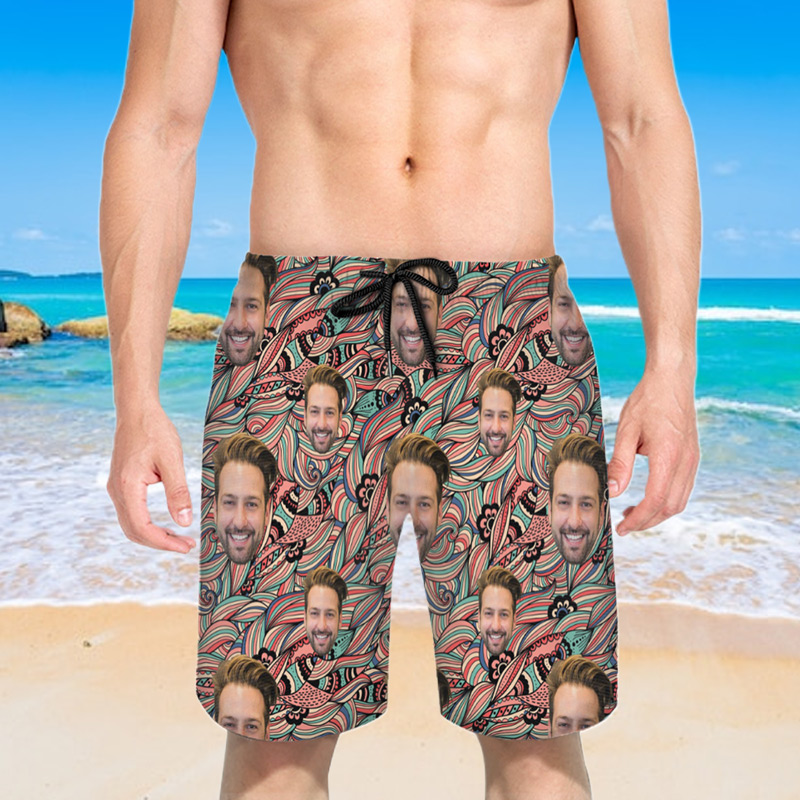 Gepersonaliseerde foto Herenstrandshort Speciaal cadeau voor vriend