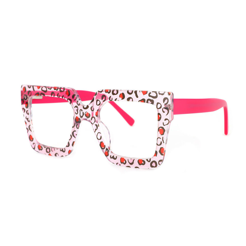 Bron Square Pink Leopard Glasses
