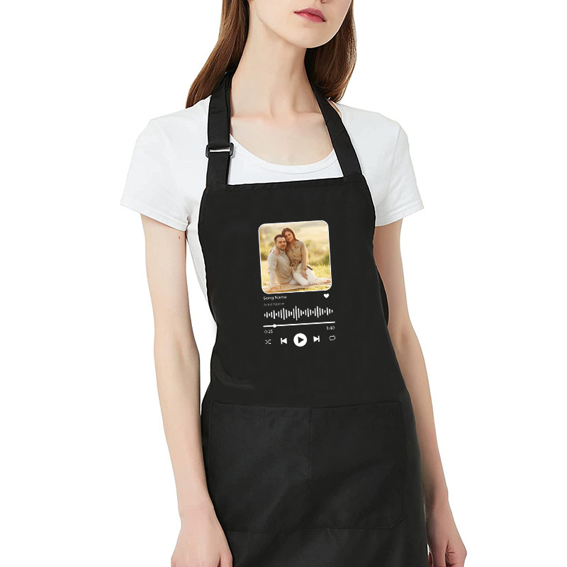 Personalized Picture Apron with Custom Spotify Code Creative Gift for Friend