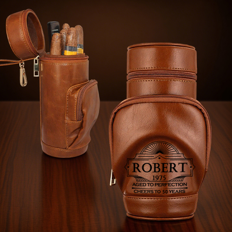 カスタマイズ 葉巻保湿ケース シガーケース 文字入り 年齢 日付き 祖父