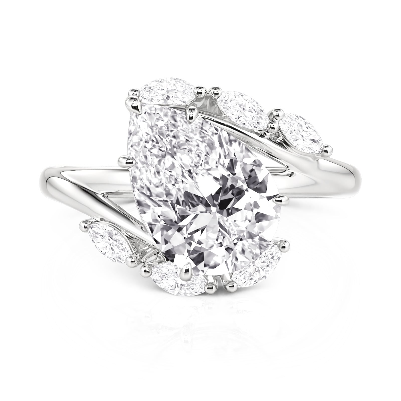 Jeulia Pear Shaped Bypass Engagement Ring Sterling Silver