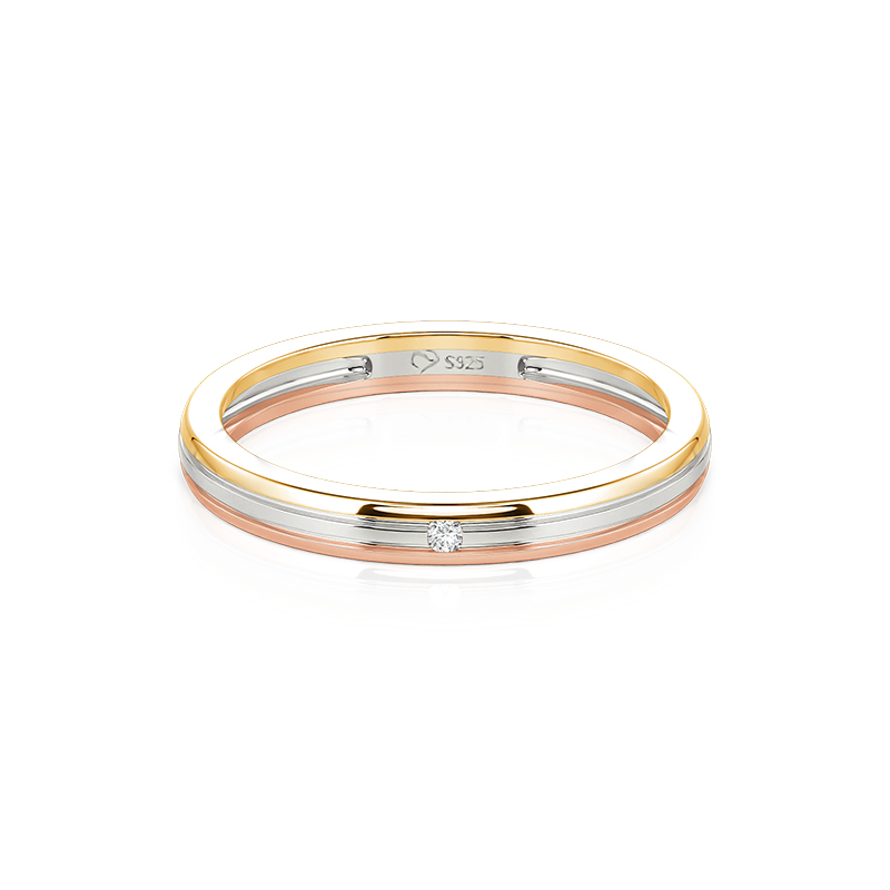 Jeulia Classic Round Cut Tri-Color Ring for Women