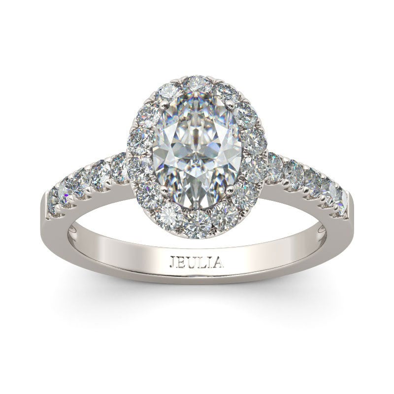 Halo Oval Cut Engagement Ring Diamond White Sterling Silver Ring 2 ct