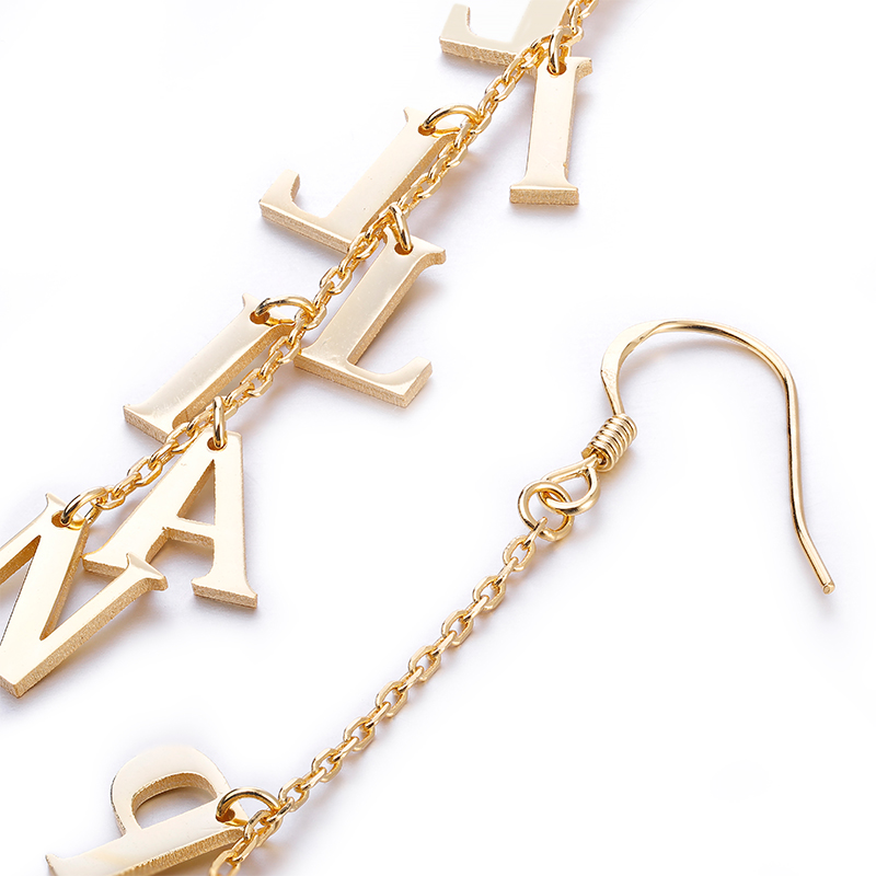 シンプル ロング ネーム ピアス 両耳用