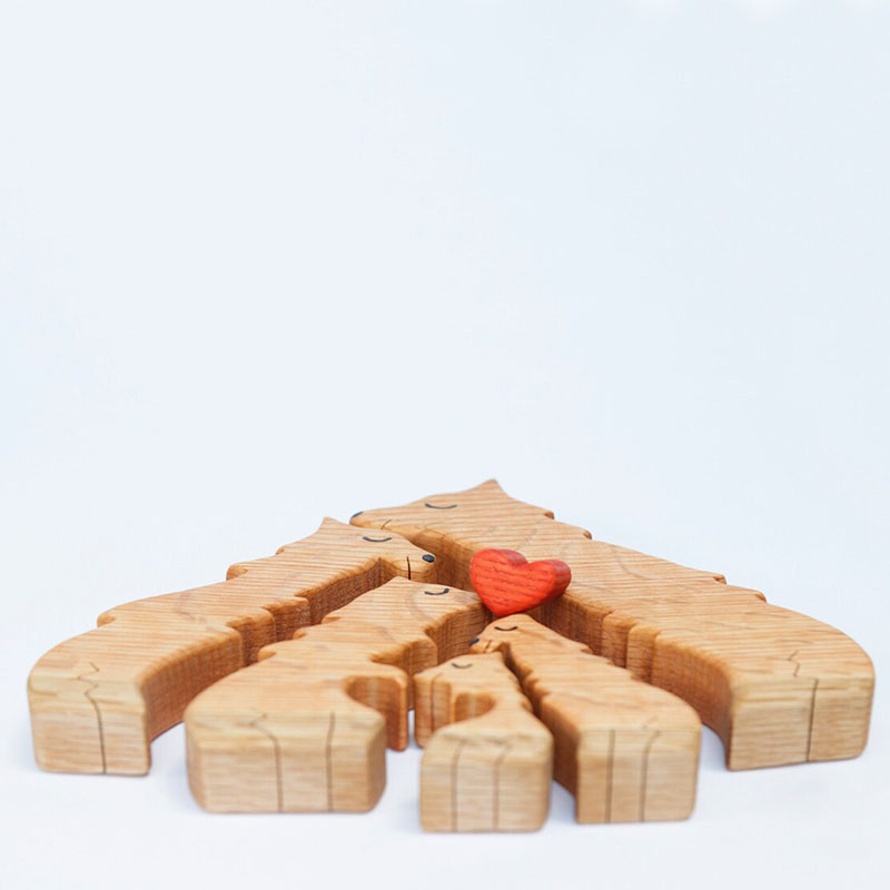 Personalized Wooden Wolf Family Custom Names Thanksgiving Gift