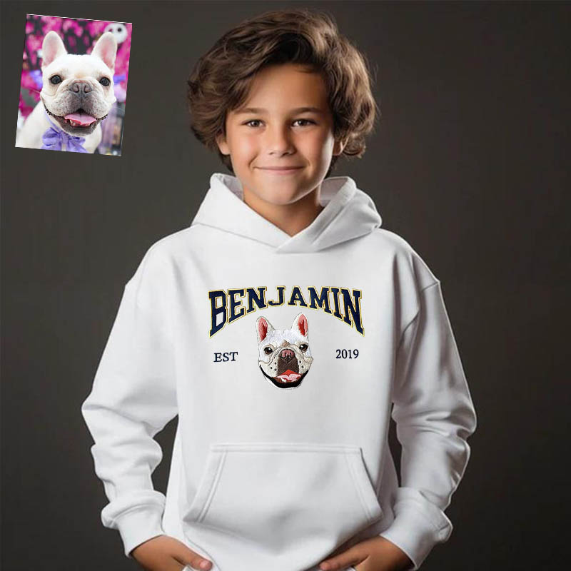 Gepersonaliseerde kinderen geborduurde Hoodie huisdier hoofd aangepaste foto naam ontwerp aantrekkelijk Gift voor kinderen