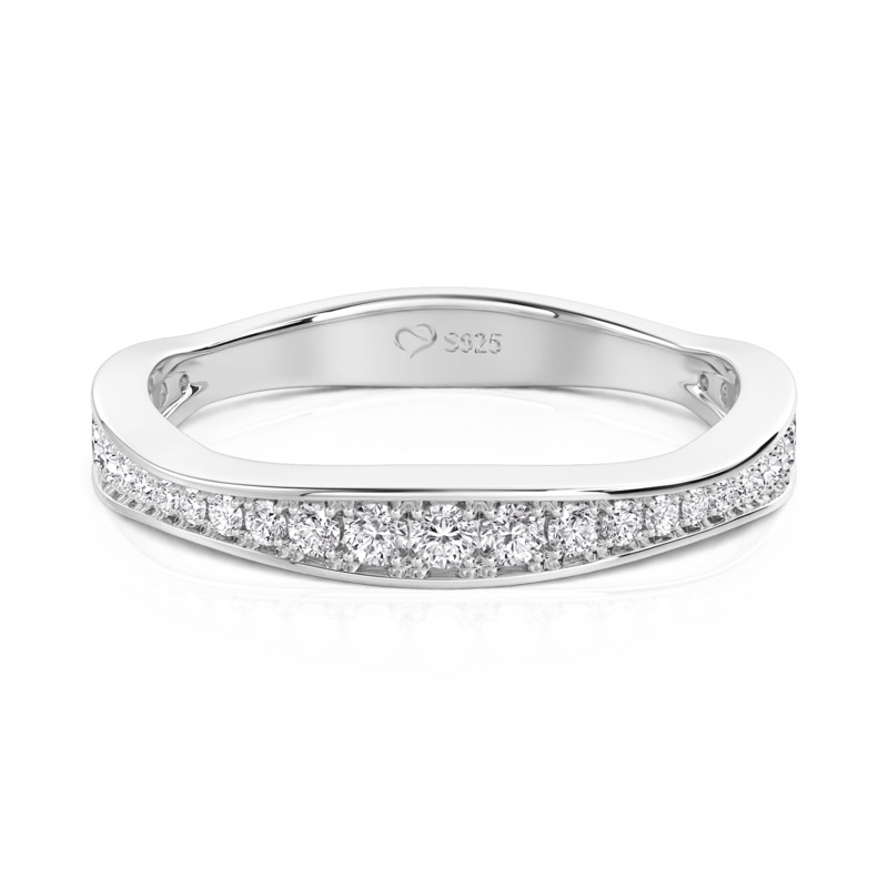 Jeulia Classic Eternity Wedding Band for Women Sterling Silver
