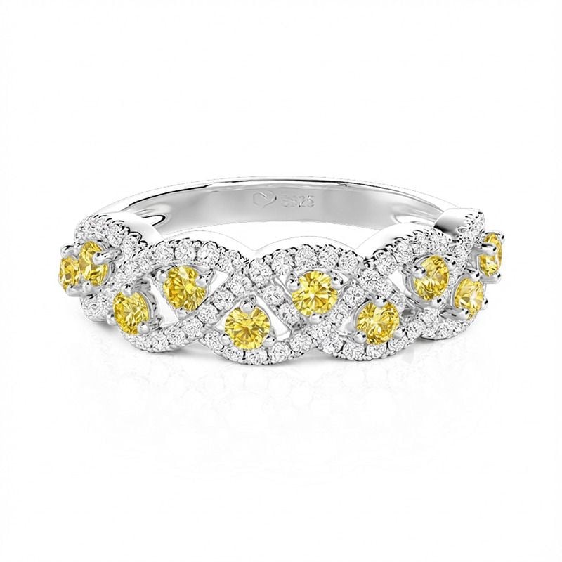 Jeulia Custom Twisted Woven Ring with Birthstone Sterling Silver
