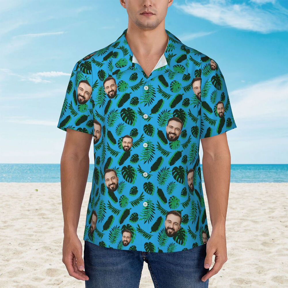 Camicie hawaiane personalizzate Design delle foglie Camicia da spiaggia Aloha personalizzata per uomo