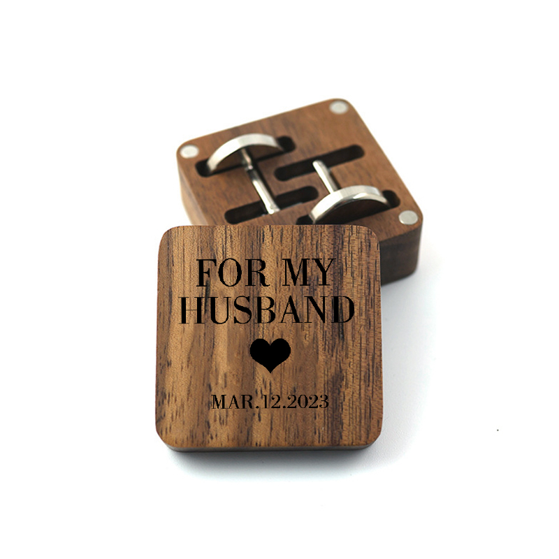 Spersonalizowane pudełko na spinki do mankietów dla mojego męża Idealny prezent ślubny dla niego