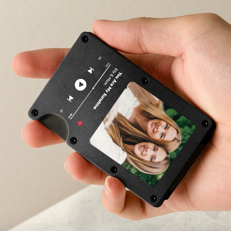 Personalized Metal Card Holder With Customized Photo And Song Title Gift For Friends