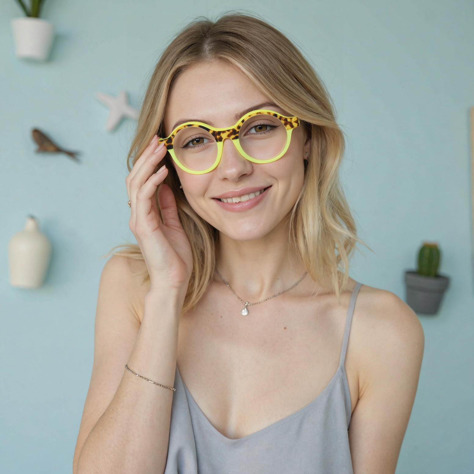 Shauna Round Yellow Glasses