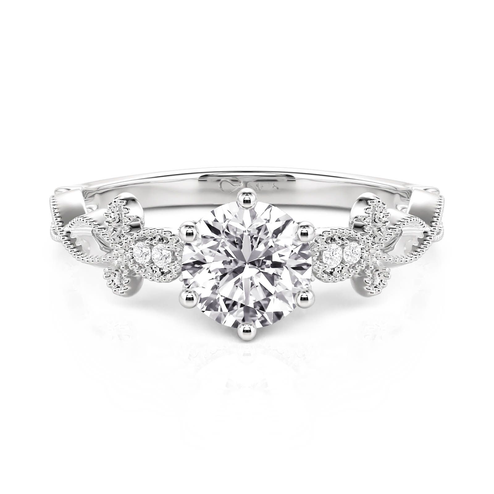 Jeulia Infinity Beaded Round Engagement Ring Sterling Silver