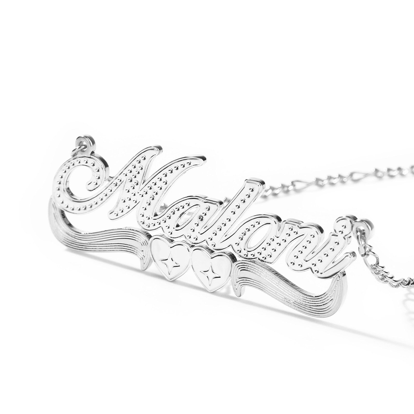 Two-Tone Heart Custom Name Necklace