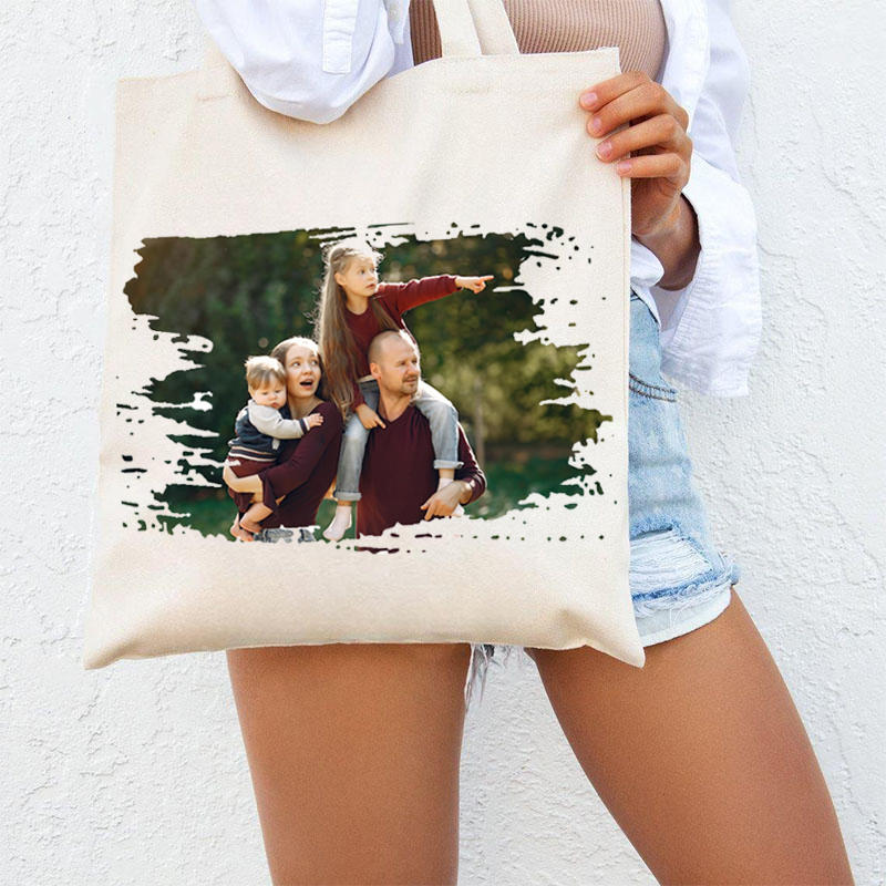 Personalised Tote Bags Add Full Frame Photo Custom Grocery Bag
