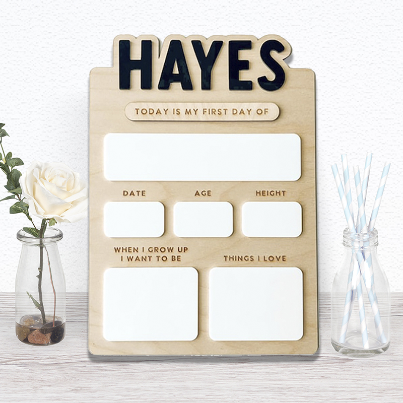 Personalized First Day Of School Sign Custom Name Unique Gift for Kids