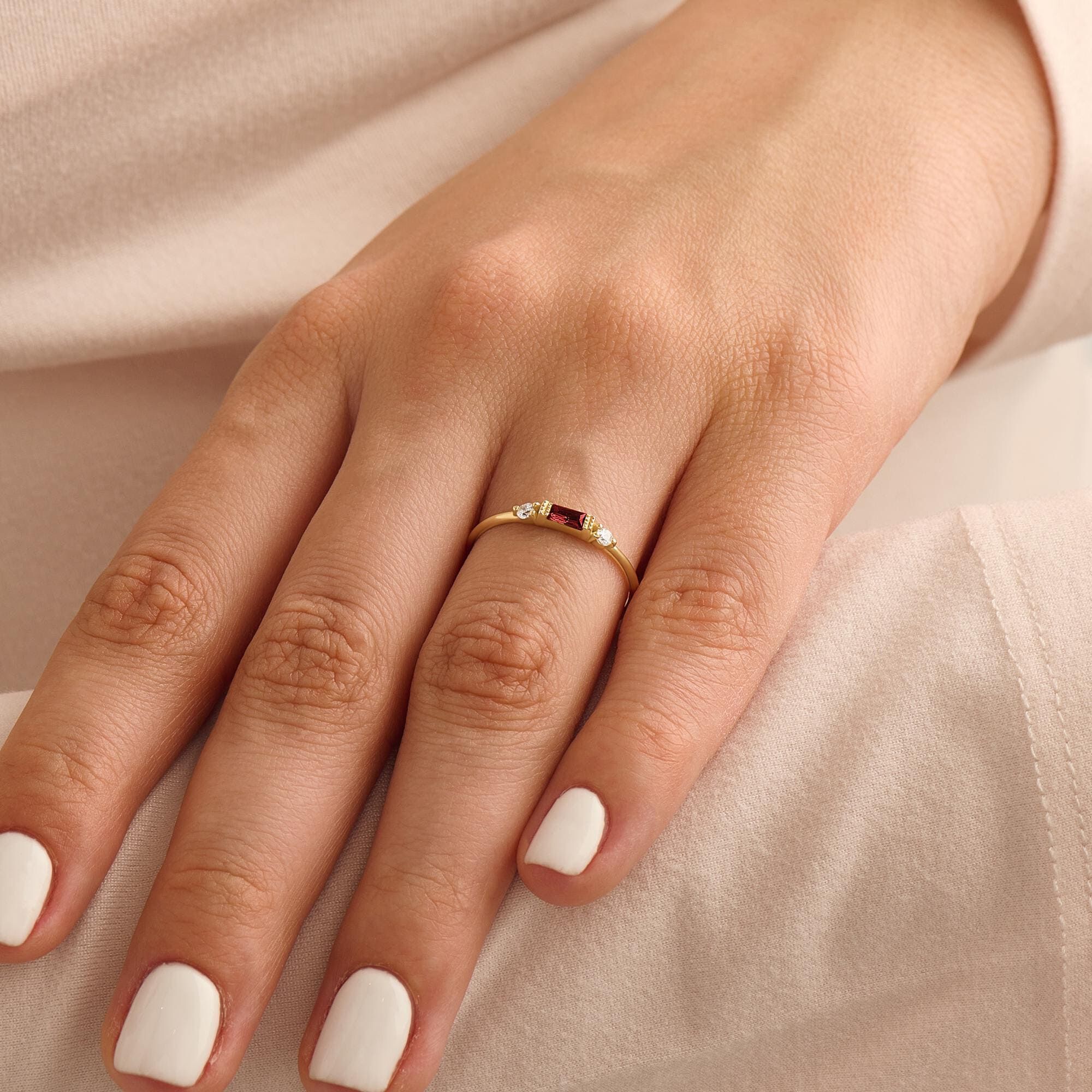 Personalized Square Birthstone Ring Beautiful Gift for Mom