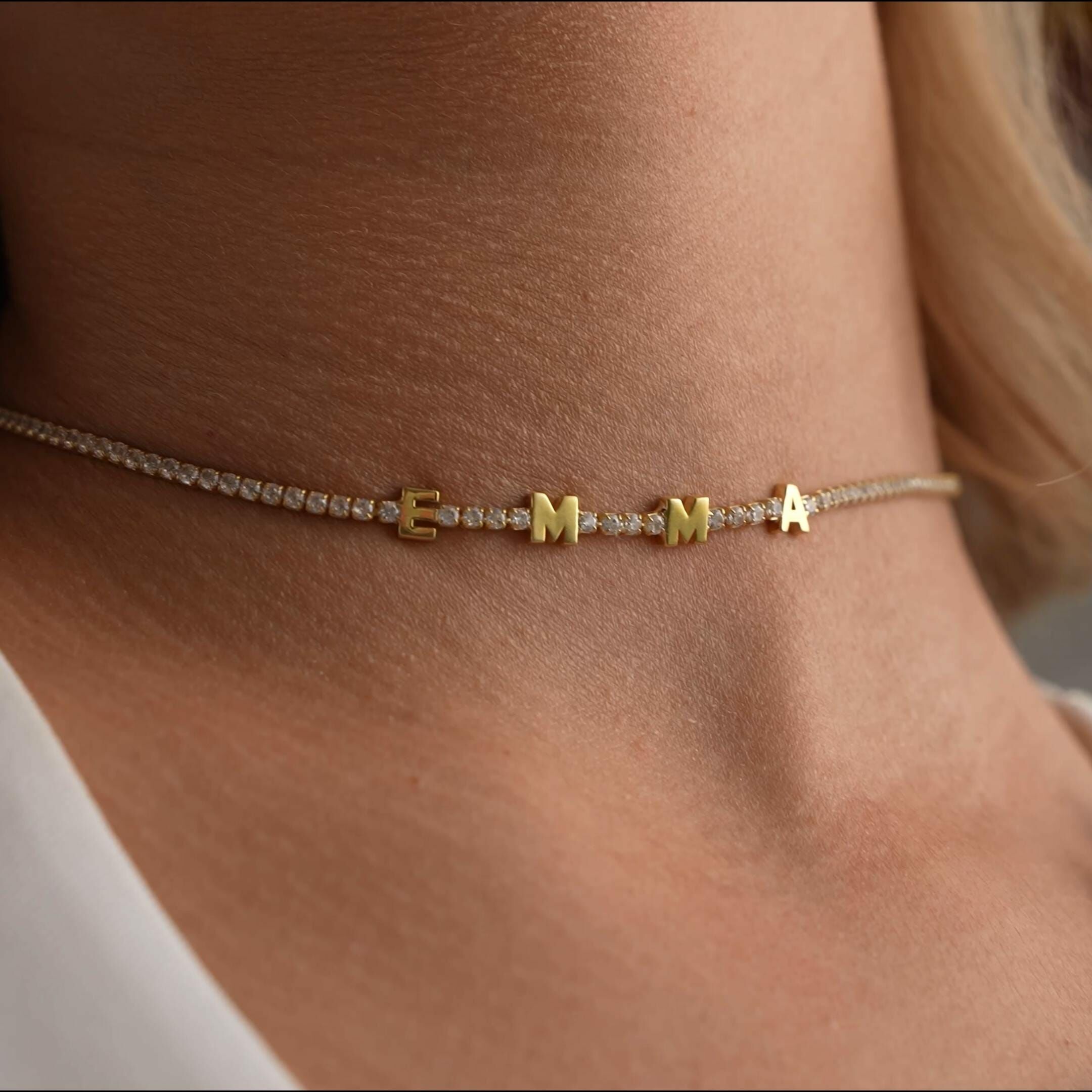 Personalized Letter Necklace with Diamonds Exquisite Gift for Wife