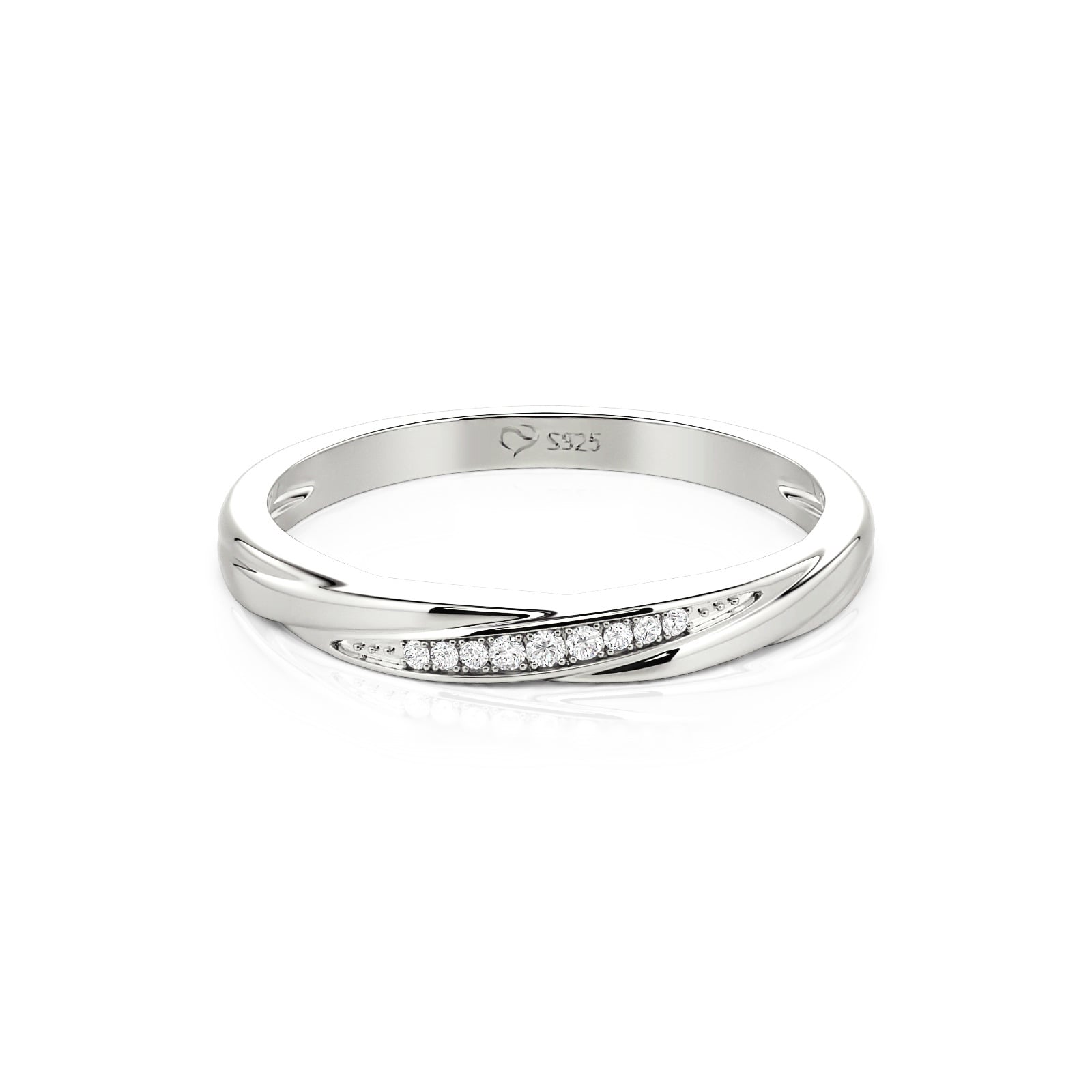 Jeulia Intertwined Pave Wedding Band for Women Sterling Silver