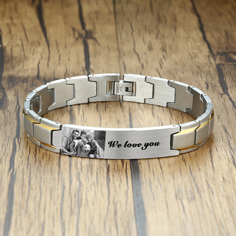 Pulsera personalizada para hombre con foto personalizada regalo sencillo para la familia