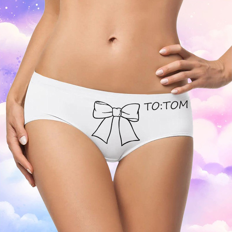 Personalized Name Women's Underwear with Bow Pattern Simple Present for Her
