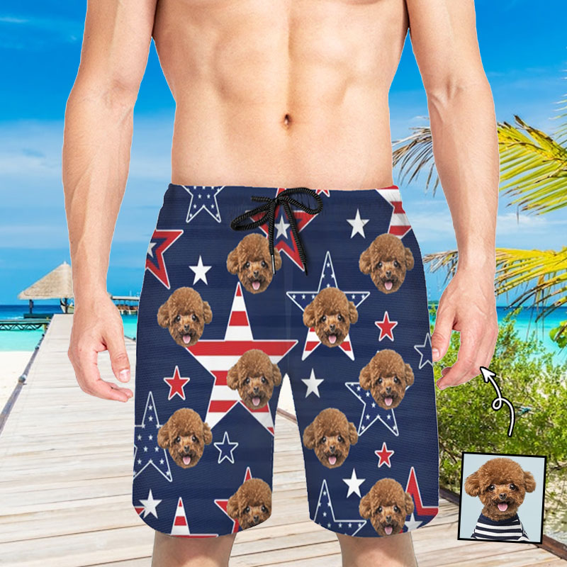 Pantalones cortos de playa personalizados con estampado de bandera para hombre, regalo creativo para amigos