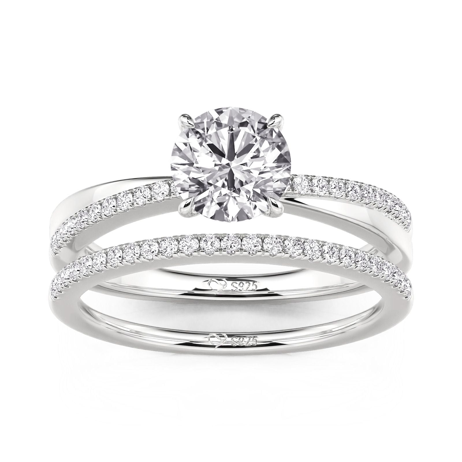 Jeulia Simple Twist Round Cut Engagement Ring Set