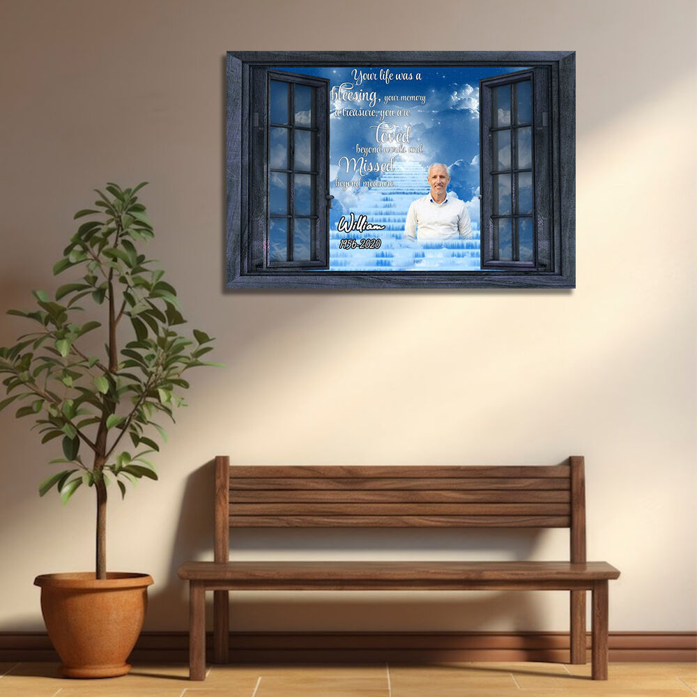 Personalized Picture Canvas Wall Art Wonderful Present for Family "Your Life Was A Blessing"