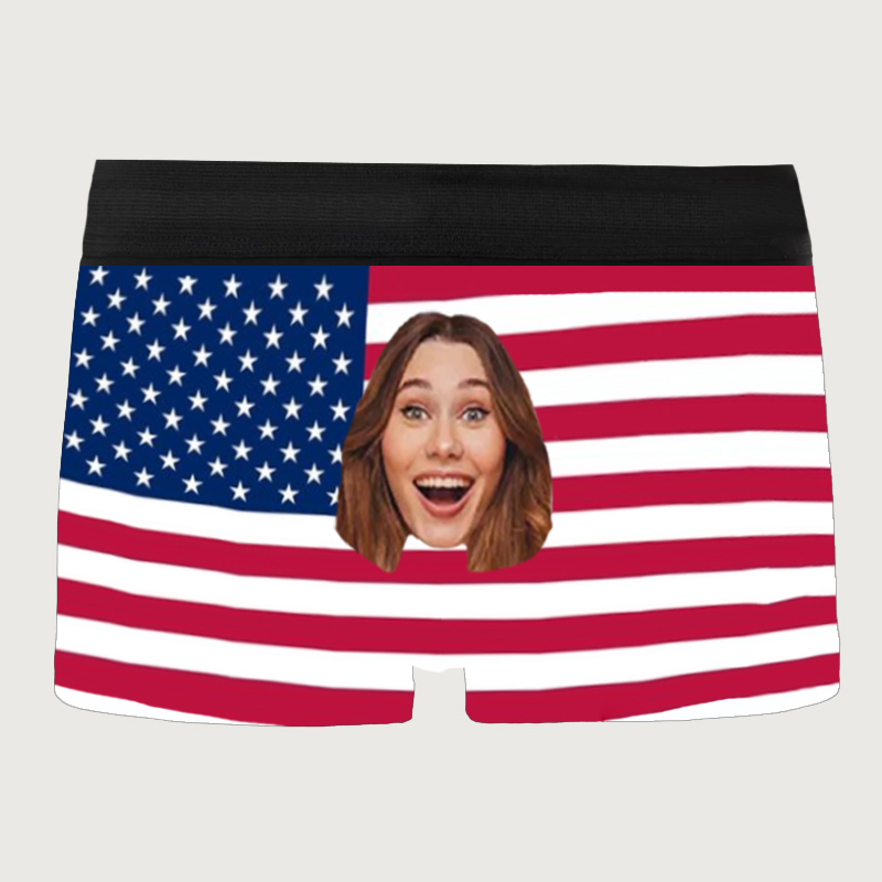 Gepersonaliseerde foto herenondergoed boxershort met vlag patroon cool cadeau voor hem