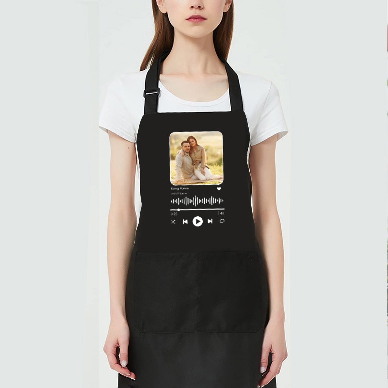 Personalized Picture Apron with Custom Spotify Code Creative Gift for Friend