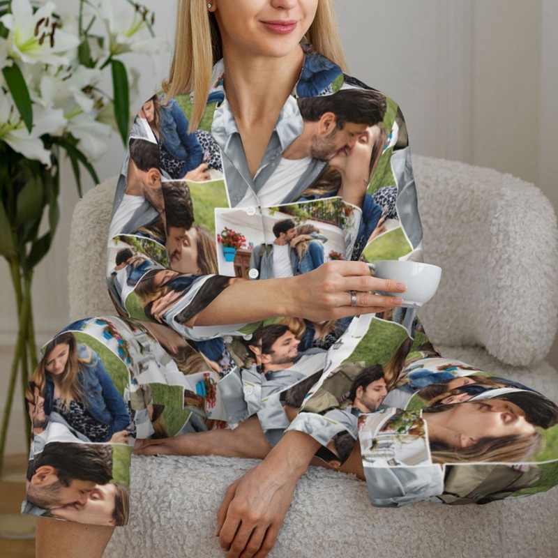 Pyjamas personnalisés avec photos de couple patchs créatifs cadeau original pour un être cher