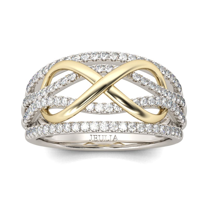 Two Tone Infinity Sterling Silver Women's Band