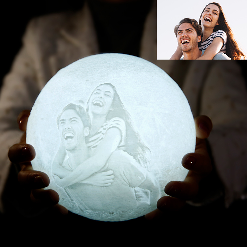 Lámpara luna 2 Colores Táctil en 3D foto personalizado(10cm-20cm)