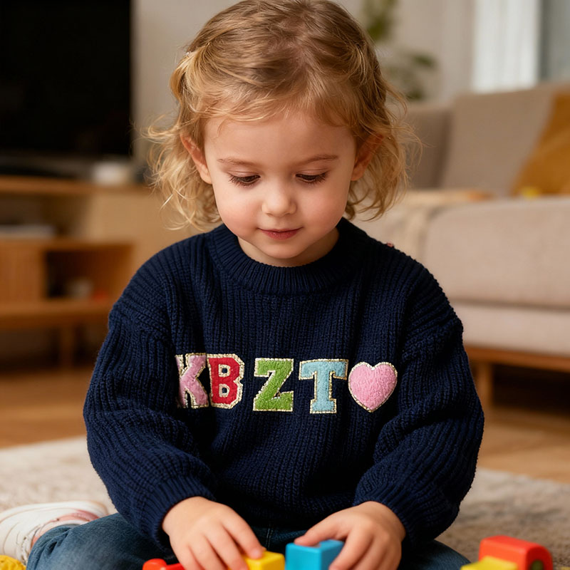 Personalized Letter Embroidered Sweater Creative Gift for Kids