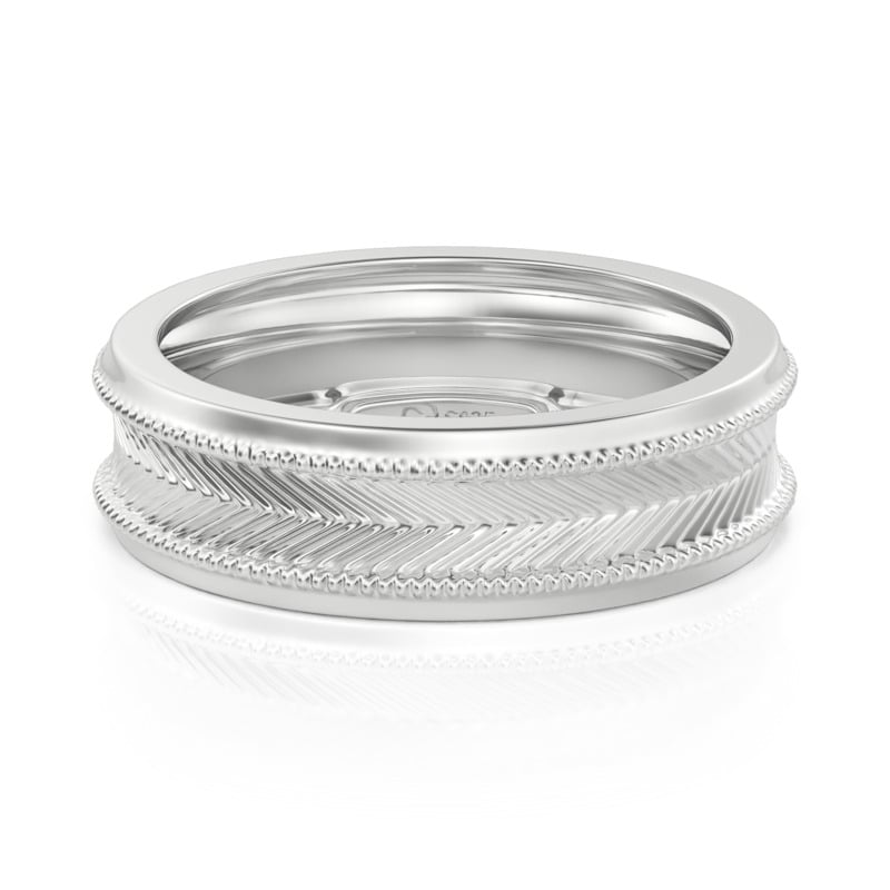 Jeulia Vintage Men's 6mm Beaded Wedding Band Sterling Silver