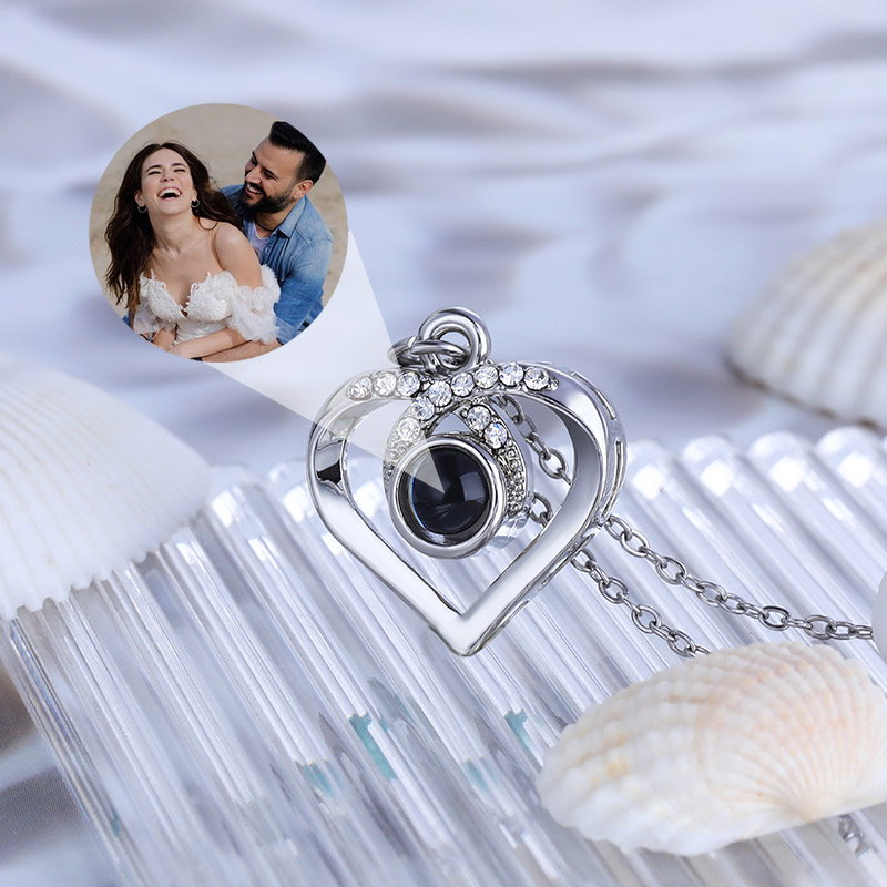 Personalized Photo Projection Necklace -Heart Love