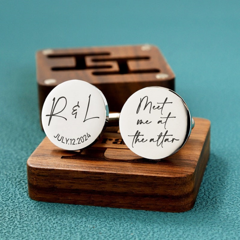 Personalized Custom Cufflink Forever and Always Optional Engraved Box Perfect Wedding Gift for Him