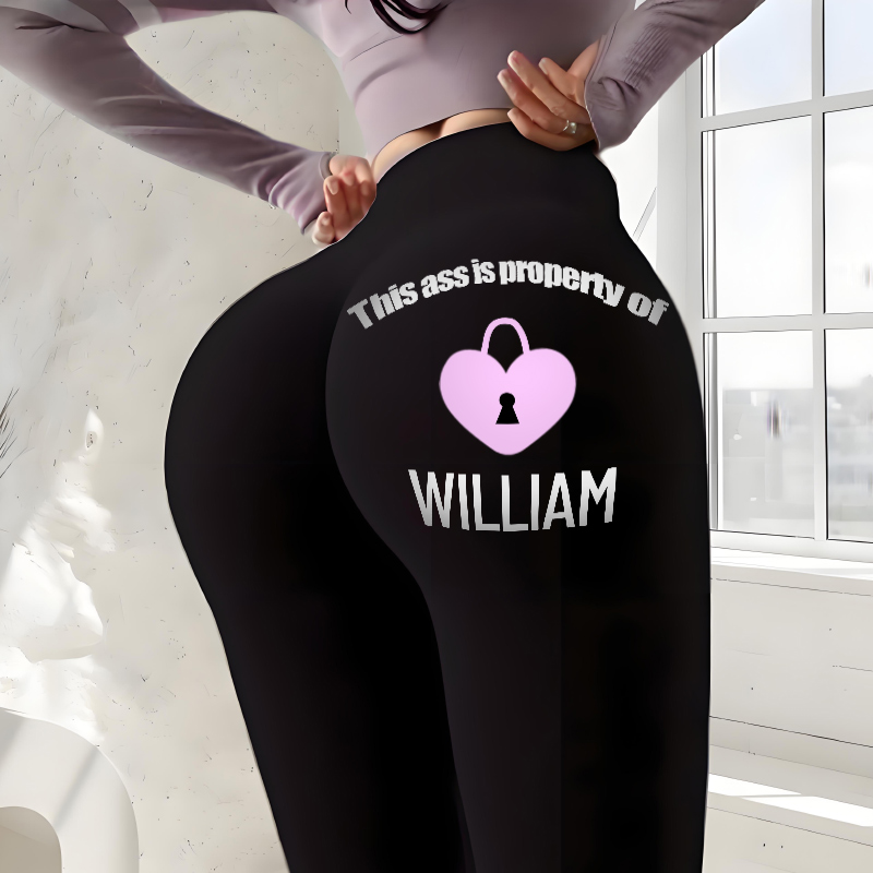 Personalized Leggings This Is Property of Him Heart Lock Design Creative Couple Gift for Her