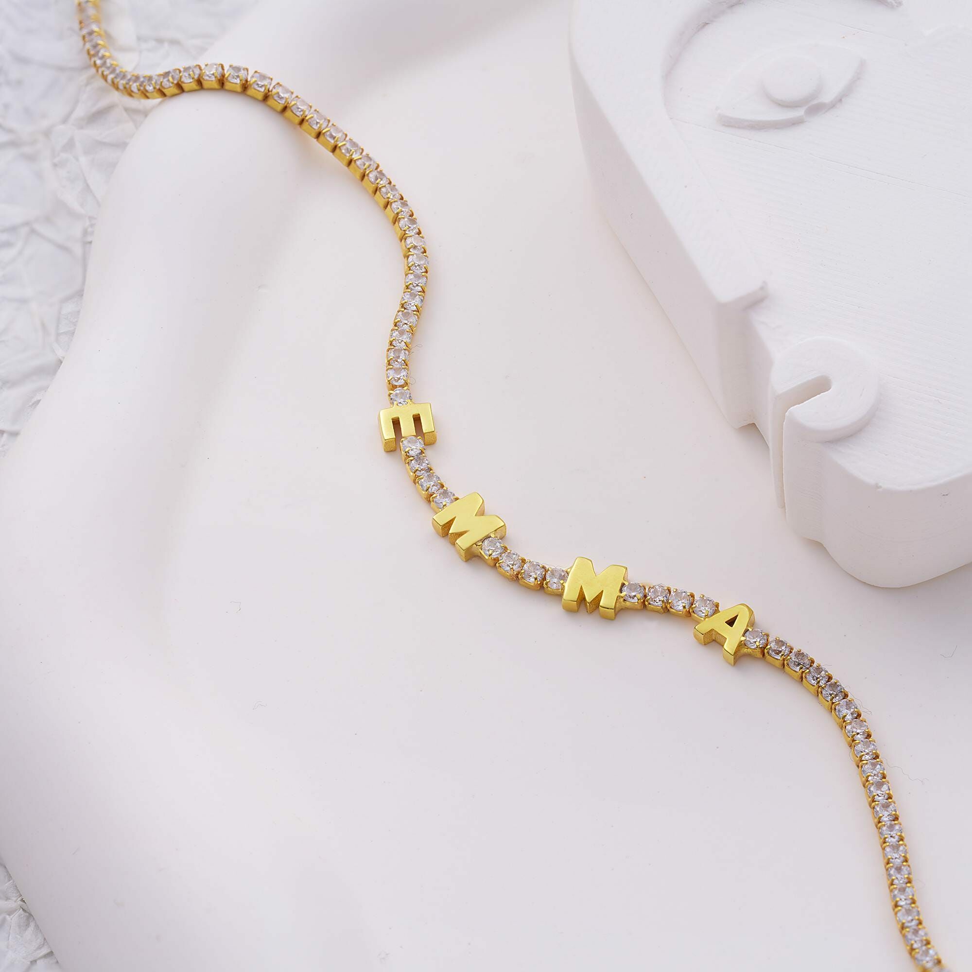 Personalized Letter Necklace with Diamonds Exquisite Gift for Wife