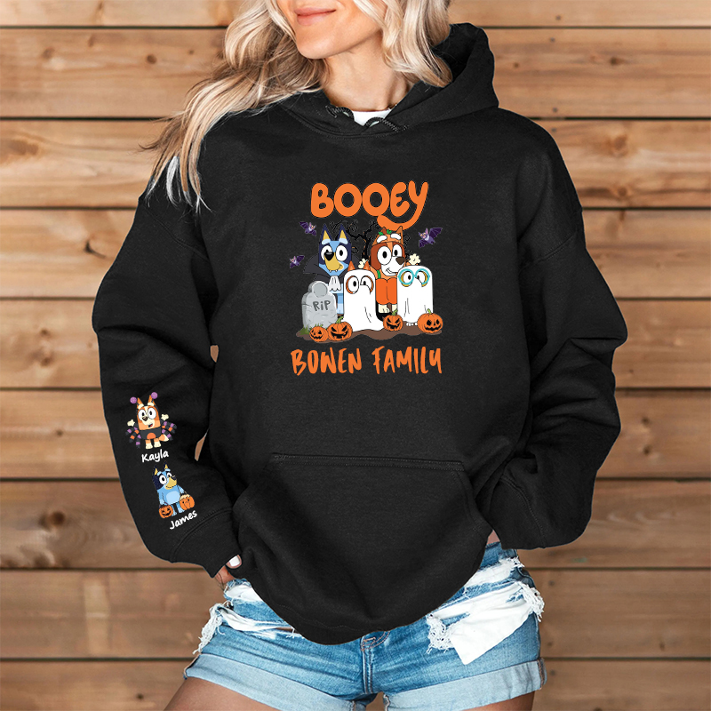 Personalized Hoodie Booey Custom Dog Cute Cartoon Pattern Design Halloween Gift for Family