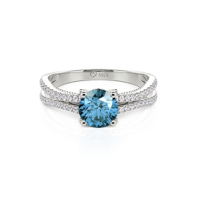 Jeulia Custom Birthstone Promise Ring Split Shank Pavé