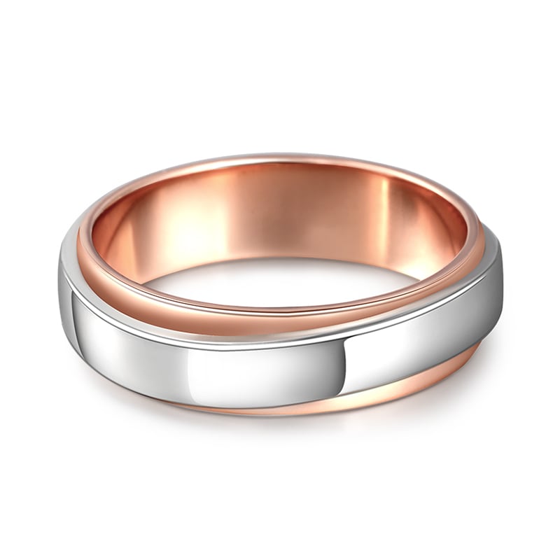 Jeulia "Forever Promise" Two Tone Sterling Silver Men's Band