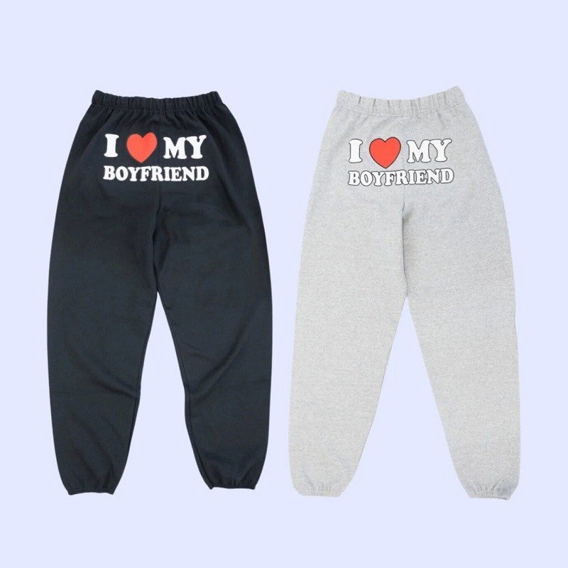 Personalized Pants I Love My Boyfriend with Heart Pattern Valentine's Day Gift for Lover