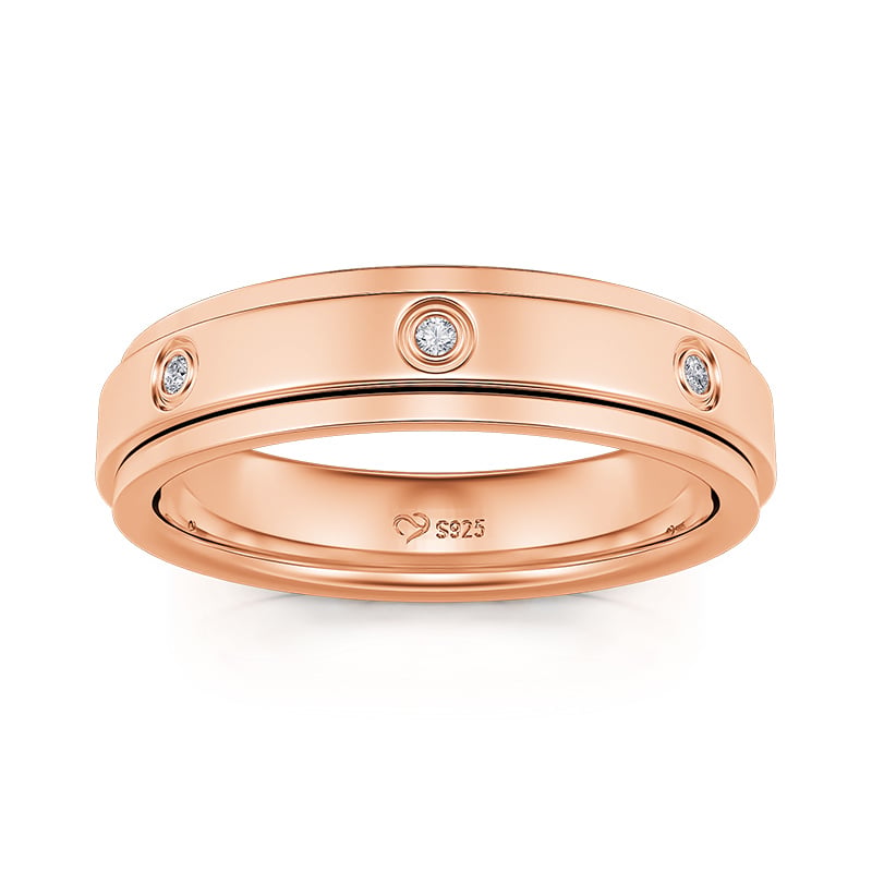 Jeulia Rotatable Round Cut Sterling Silver Spinner Women's Band