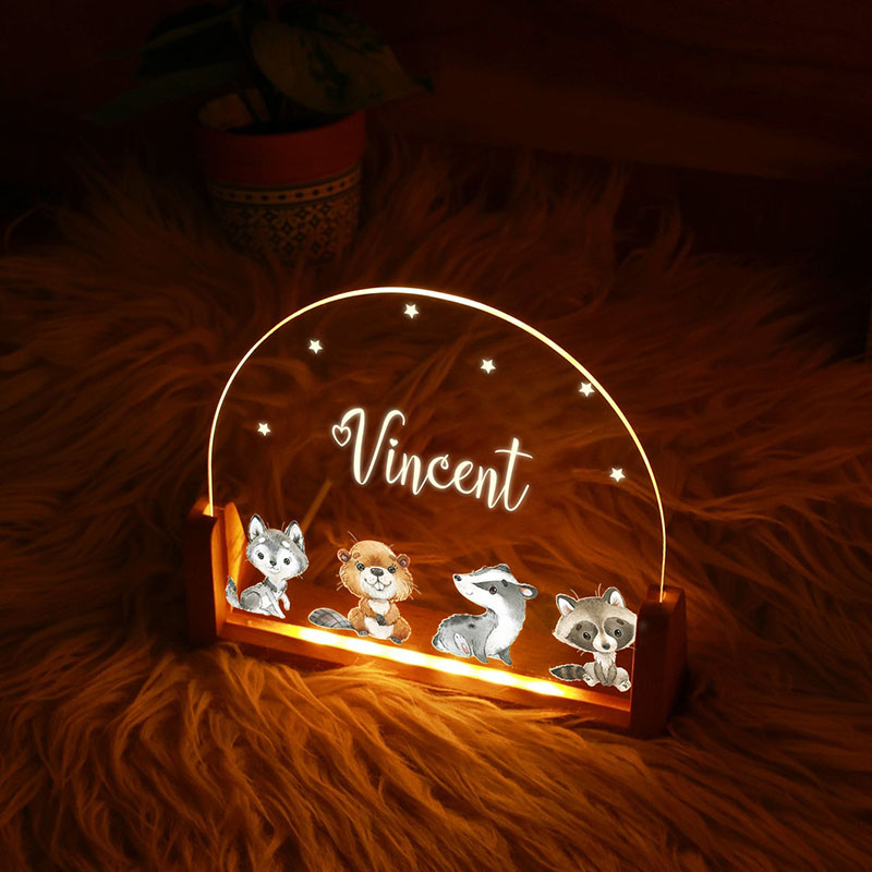 動物 名入れ アクリル テーブルランプ オーダーメイド